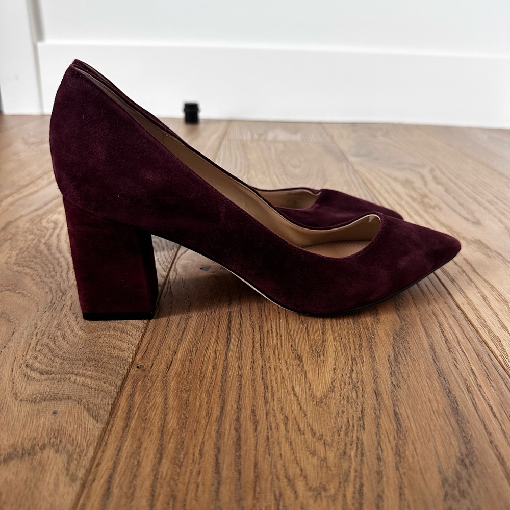 Marc Fisher Burgundy Suede Block Heel Pumps